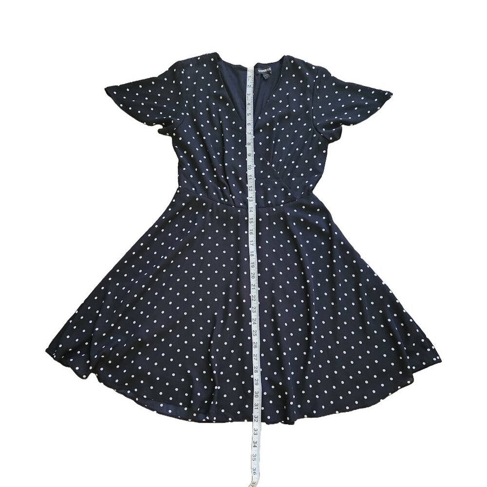 Express Polka Dot Flutter Sleeve Fit & Flare Dres… - image 5